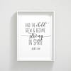 Scripture Printable And The Child Grew And Became Strong In Spirit, Luke 1:80, Bible Verse Wall Art