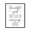 "Beautiful Girl You Can Do Amazing Things Art" Childrens Nursery Room Poster Print