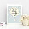 Oh the Places You'll Go, Dr Suess Quotes, Hot Air Balloon Nursery Wall Art Decor