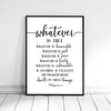 Whatever Is True Noble Right Pure Lovely Admirable, Philippians 4:8, Bible Verse Prints