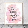 She Is Clothed In Dignity And Grace, Proverbs 31:25, Bible Verse Printable Wall Art, Nursery Quotes