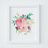 Pink Watercolor Flowers, Nursery Printable Wall Art, Pink Peony Bouquet Decor