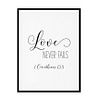 "Love Never Fails 1 Corinthians 13:8" Bible Verse Poster Print