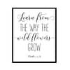 "Learn From The Way Wild Flowers Grow, Matthew 6:28" Bible Verse Poster Print