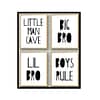 Set of 4 Prints "Little Man Cave, Big Bro, Lil Bro, Boys Rule"  Childrens Nursery Room Poster Print