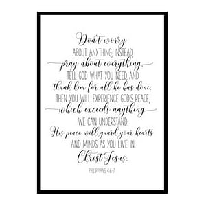 "Philippians 4:6-7, Don't Worry About Anything" Bible Verse Poster Print