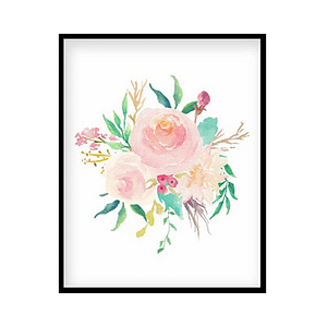 Pink Watercolor Flowers, Nursery Print Wall Art, Pink Peony Bouquet, Girls Room Girls Room Poster Print