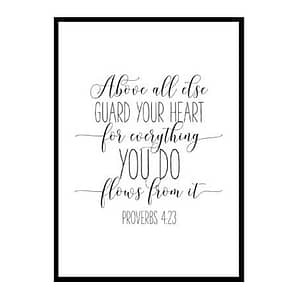 "Above All Else Guard Your Heart From Everything You Do,Proverbs 4:23" Bible Verse Poster Print