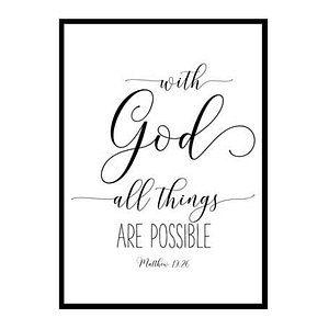 "With God All Things are Possible, Matthew 19:26" Bible Verse Poster Print