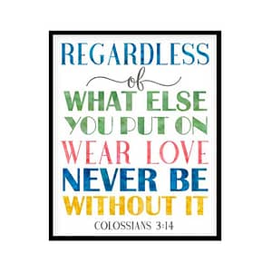 "Wear Love Never Be Without It, Colossians 3:14" Bible Verse Poster Print