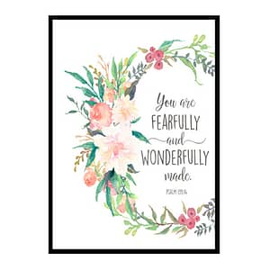 "You Are Fearfully And Wonderfully Made, Psalm 139:14" Girls Room Poster Print