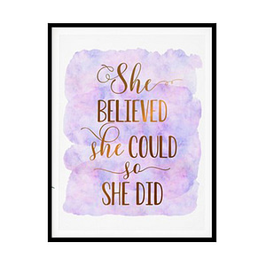 "She Believed She Could So She Did" Childrens Nursery Room Poster Print