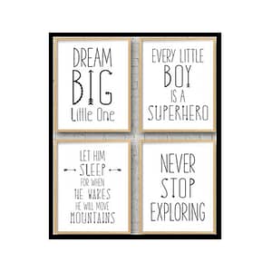 "Dream Big Little One" Childrens Nursery Room Poster Print