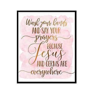 "Wash Your Hands & Say Your Prayers" Childrens Nursery Room Poster Print