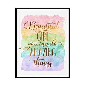 "Beautiful Girl You Can Do Amazing Things Quote" Childrens Nursery Room Poster Print
