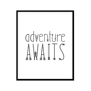"Adventure Awaits" Childrens Nursery Room Poster Print