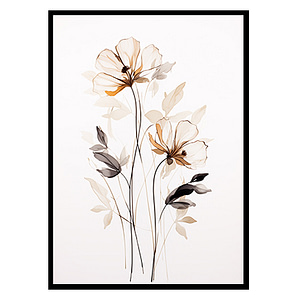 Delicate Stems Floral Line Drawings Flower Wall Art Decor Print Poster
