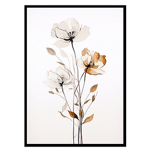 Nature in Lines Floral Art Posters, Flower Wall Art Decor Print Poster