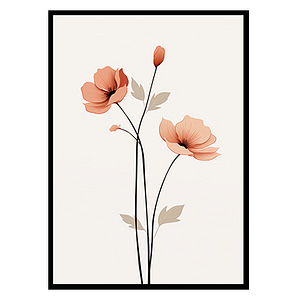 Poppies in Ink Line Art Posters Beauty of Poppy Flowers, Flower Wall Art Decor Print
