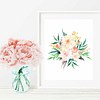 Pink Cream Floral Nursery Wall Decor, Peony Bouquet, Watercolor Floral Prints