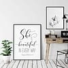She Is Beautiful, Songs Of Solomon 4:7, Bible Verse Printable Wall Art,Nursery Bible Quotes