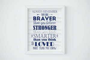 Always remember you are BRAVER than you believe, STRONGER than you feel, SMARTER than you think & LOVED more than you know