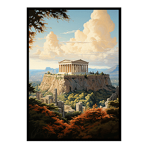 Digital Art Athens Parthenon City View Bliss Art Print Skyline Home Decor Poster Extravaganza