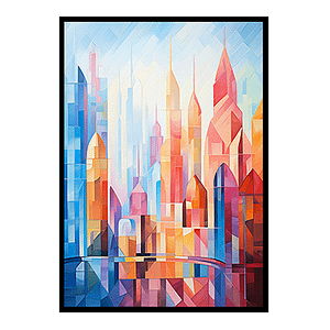 Dubai Skyline City Lights Digital Art Mesmerizing City View Home Decor Poster Print